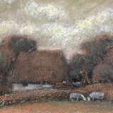 Kalt, Karl (Mecklenburger Maler) "Landschaft mit Bauernkaten", Öl/ Pastell, sign. u.r., 10,5x16 cm, im Passepartout hinter Glas und Rahmen - Foto 1
