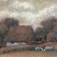 Kalt, Karl (Mecklenburger Maler) &quot;Landschaft mit Bauernkaten&quot;, Öl/ Pastell, sign. u.r., 10,5x16 cm, im Passepartout hinter Glas und Rahmen - Archives des enchères