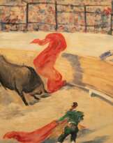 Kohlhoff, Wilhelm (1893 Berlin-1971 Schweinfurt) "Stierkampf in der Arena", Öl/ Platte, sign. u.r. und dat. ´30, verso. WVZ-Nr. 67Ö, 39x46,58 cm, Rahmen (Maler und Grafiker, war einer der zentralen Künstlerpersönlichkeiten in Berlin d…