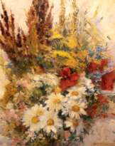 Tschirch, Egon (1889 Rostock-1948 Rostock) "Blumenstilleben", Öl/ Karton, sign. u.r., und dat. 1932, 85x67 cm, Rahmen (eigenes Atelier in Rostock, Studienreisen nach Südfrankreich und Nordafrika, siehe auch "Rostock", Bilder ein…