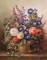 Stöver, Paula (1918 Bremen-1982 Worpswede) "Blumenstilleben in Keramikvase", Öl/ Lw., sign. u.r., 50x40 cm, Rahmen