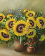 Übersicht. Stöver, Paula (1918 Bremen-1982 Worpswede) &quot;Stilleben mit Sonnenblumen in Vase&quot;, Öl/ Lw., sign. u.r., 60x80 cm, Rahmen