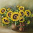 Stöver, Paula (1918 Bremen-1982 Worpswede) &quot;Stilleben mit Sonnenblumen in Vase&quot;, Öl/ Lw., sign. u.r., 60x80 cm, Rahmen - Auktionspreise
