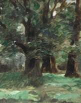 Herbst, Thomas Ludwig (1848 Hamburg-1915 ebenda) "Waldlandschaft", Öl/ Mp., unsign., rückseitig Nachlaßstempel, 33,5x43 cm, Rahmen