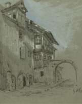 Wolf, Georg (1882 Düsseldorf- 1962 Uelzen) "Scheune mit Torbogen", Zeichnung, sign. u.r. und dat. 1900, rückseitig Nachlaßstempel mit WVZ-Nr. 1053, 20x16 cm, ungerahmt