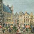 Vetter, Charles (1858 Kahlstädt-1941 München) &quot;Reges Treiben auf dem Münchener Markt&quot;, Öl/ Lw., sign. &quot;Vetter&quot; u.r. und dat. ´14?, 42x55 cm, Rahmen - Prix ​​des enchères