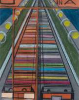 Brettschneider, Volkmar (1930 Meißen) "Welcome in USA", Mischtechnik, monogr. u.r. und dat. ´86, 24x15,5 cm, im Passepartout hinter Glas und Rahmen