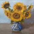 Bianchi, W. (Italienischer Künstler des 20. Jh.) &quot;Sonnenblumen in Keramikvase&quot;, Öl/ Holzpanel, sign. u.r., 48x48 cm, Rahmen - Архив аукционов