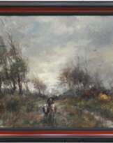 Oorschot, Theodorus van (1910 Schijndel-1989 Den Bosch) "Abendlicher Viehtrieb", Öl/Lw., signiert u.r., 61x80 cm, Rahmen