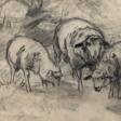 Wolf, Georg (1882 Düsseldorf-1962 Uelzen) &quot;Schafe auf der Weide&quot;, Zeichnung, rückseitig WVZ-Nr. 1454, 23x33 cm, im Passepartout hinter Glas und Rahmen - Аукционные цены