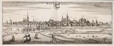 Merian, Matthäus &quot;Wismaria&quot;, Kupferstich mit Wappen o.m., 14x36 cm, im Passepartout