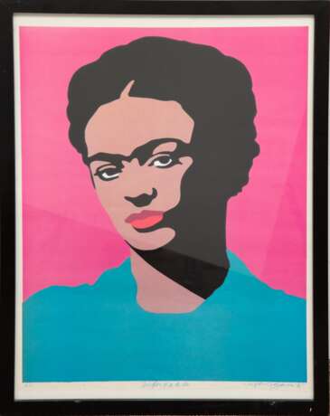 Garcia, Rupert (1941 French Camp/ Kalifornien) "Frida Karlo", Farb-Siebdruck, betitelt und dat. 1975, Exemplar A/P, 50x37 cm, hinter Glas und Rahmen - photo 1