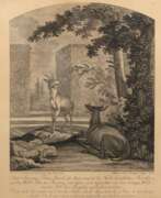 Johann Elias Ridinger. Ridinger, Joh. Elias (1698 Ulm-1767 Augsburg) &quot;Tann-Hirsch&quot;, Kupferstich, 40x31,5 cm, hinter Glas und Rahmen