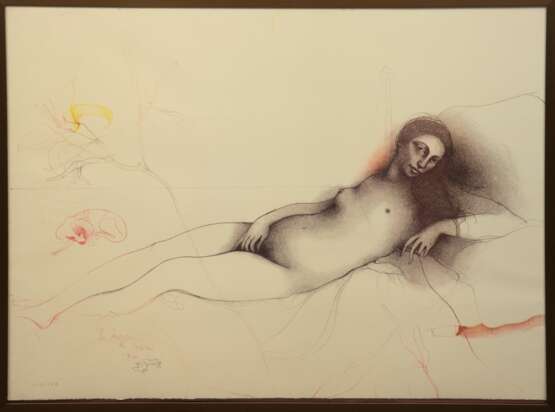 Bruni, Bruno (geb. 1935 in Gradara/Italien-lebt in Hannover) "Venus von Urbino", Farblitho. auf Büttenpapier, 110/150, sign. u.l. und dat. 1980, 59,5x79,5 cm, hinter Glas und Rahmen - photo 1