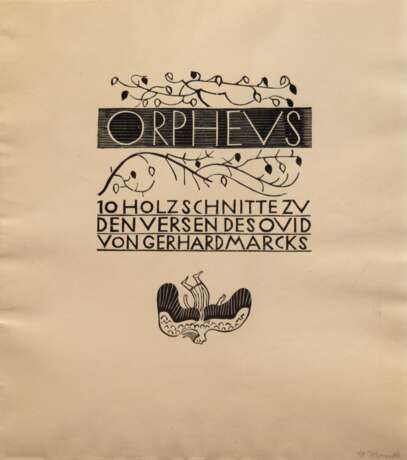 Marcks, Gerhard (1889 Berlin- 1981 Burgbrohl) "Deckblatt aus der Mappe Orpheus", Holzschnitt, handsign.,46,5x37,5 cm, ungerahmt - photo 1