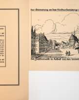 Balzer, Thuro eigentlich Arthur Franz (1882 Weißhof, Westpreußen-1967 Hannover) "Der alte Hopfenmarkt mit den Universitätsgebäuden im Jahr 1585", 1919, Lithographie, "Zur Erinnerung an das fünfhundertjährige Bestehen der Univers…