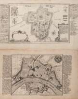 Bodenehr, Gabriel (d.Ä.) "Ypern" mit Maßstabkartusche und Wappen, Alterspuren, 19x32 cm, ungerahmt und "Basel mit Kleinbasel", Kupferstich, oben in der Darstellung betitelt, Altersspuren, Blattgröße 19x32 cm, ungerahmt