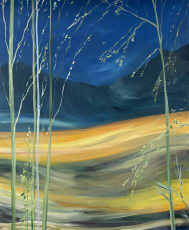 Горы весной Масло на холсте на подрамнике Масляная живопись интуитивная живопись Россия 2022 г. - фото 1