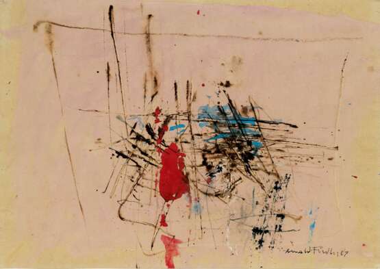 Arnold Fiedler (Hamburg 1900 - Hamburg 1985). Composition with red Spot. - photo 1