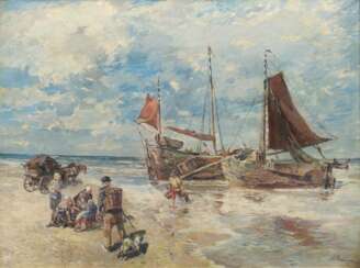 Gregor von Bochmann (Estland 1850 - Düsseldorf 1930). Fishermen on the Curonian Coast.