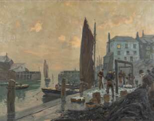 Claus Bergen (Stuttgart 1885 - Lenggries 1964). Kleiner Hafen in Cornwall.