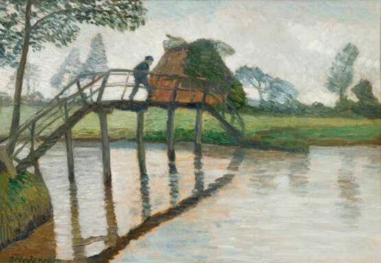 Otto Modersohn (Soest 1865 - Fischerhude 1943). Bridge over River Wümme in Fischerhude. - фото 1