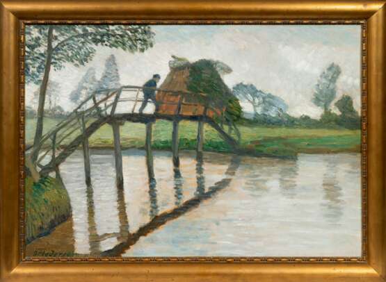 Otto Modersohn (Soest 1865 - Fischerhude 1943). Bridge over River Wümme in Fischerhude. - photo 2
