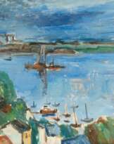 Tom Hops (Hamburg 1906 - Hamburg 1976). Blick von Blankenese auf die Elbe.