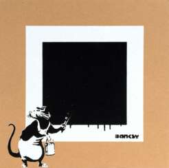 Not by Banksy by Not Not Banksy. Rat with Black Square.