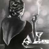 Девушка с сигаретой Холст на подрамнике Акрил и масло гризайль Бытовой жанр Португалия 2024 г. - фото 1