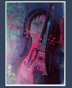 Linocut. мелодия французской скрипки