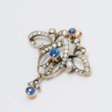 An Art Nouveau Pendant with Diamonds and Sapphires. - фото 1