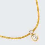 A Golden Necklace with Rare White Diamond Pendant. - фото 1