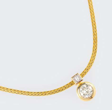 A Golden Necklace with Rare White Diamond Pendant. - photo 1