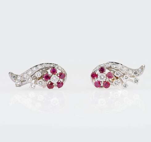 A Pair of Diamond Ruby Earrings. - фото 1