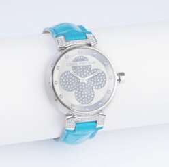 Louis Vuitton. Damen-Armbanduhr 'Tambour' mit Brillant-Besatz.