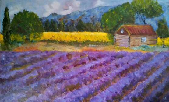 Лавандовое Поле Cardboard Oil painting Impressionism Rural landscape Ukraine 2024 - photo 1
