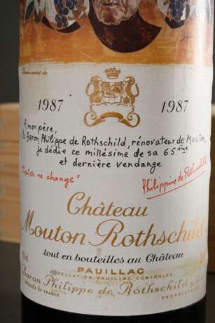 Flasche 1987 Château Mouton Rothschild, Bordeaux, Pauillac, 0,75l, Sammler Edition, Design Hans Erni, hs, Etikett und Kapsel min. beschädigt - фото 2