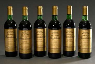 6 Flaschen 1979 Chateau Haut Mazeris, mebac, Fronsac, Frankreich, Rotwein, 0,75l, durchgehend gute Kellerlagerung, us-in, Etikette und Kapseln beschädigt