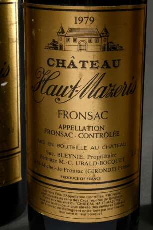 6 Flaschen 1979 Chateau Haut Mazeris, mebac, Fronsac, Frankreich, Rotwein, 0,75l, durchgehend gute Kellerlagerung, us-in, Etikette und Kapseln beschädigt - photo 2
