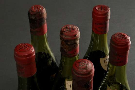 6 Flaschen 1961 Vins fins de la Cote de Nuits, Maison Thomas Bassot, Gevrey-Chambertin, Rotwein, Burgund, Frankreich, 0,75l, Etiketten und Kapseln beschädigt - фото 5