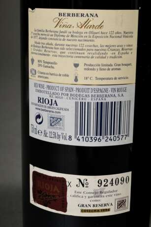5 Flaschen: 1x 2001, 1x 2004 Castillo Ygay, Marques de Murieta, Rioja, Gran Reserva Especial und 3x 1994 Berberana Vina Alarde, Rioja, Gran Reserva, Rotwein, Spanien, 0,75l, in - Foto 5