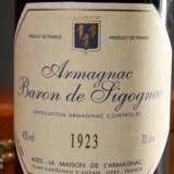 Flasche Armagnac "Baron de Sigognac" 1923, in Original Holzkiste mit Messing Schild, Gers, Frankreich, 0,7l - Foto 2