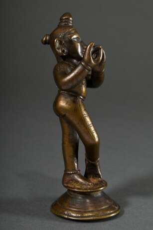 Bronze Figur "Krishna Venugopola", Indien 18. Jh., H. 15,8cm, Flöte verloren, in situ erworben um 1960/70, ehem. Slg. Fotograf Walter Schollmayer - photo 2