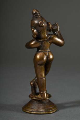 Bronze Figur "Krishna Venugopola", Indien 18. Jh., H. 15,8cm, Flöte verloren, in situ erworben um 1960/70, ehem. Slg. Fotograf Walter Schollmayer - фото 3