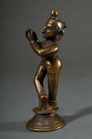 Bronze Figur "Krishna Venugopola", Indien 18. Jh., H. 15,8cm, Flöte verloren, in situ erworben um 1960/70, ehem. Slg. Fotograf Walter Schollmayer - фото 4
