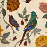 Rechteckige Tischplatte mit opulent dekorierter Pietra Dura Arbeit "Vögel in Blütenranken", verschiedene Halbedelsteine u.a.: Lapislazuli, Karneol, Jaspis, Italien 20.Jh., 3x101x76,5 - Foto 2