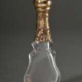 Biedermeier Glas Parfümflakon mit ornamentaler Goldmontierung, H. 11,5cm, Standring bestoßen - photo 4