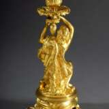 Feuervergoldeter Bronze Leuchter mit plastischer Dekoration "Omphale mit Löwenfell", Ende 19.Jh., H. 26cm - photo 3
