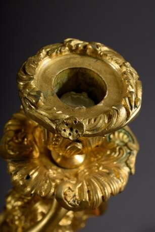 Feuervergoldeter Bronze Leuchter mit plastischer Dekoration "Omphale mit Löwenfell", Ende 19.Jh., H. 26cm - Foto 5